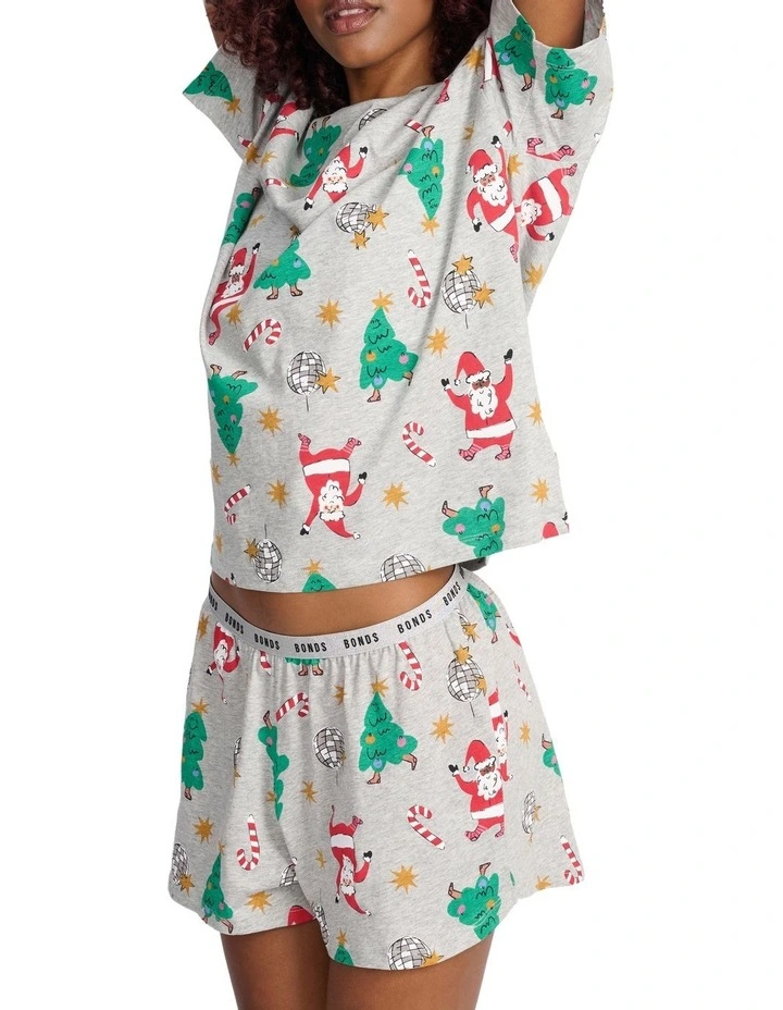 Sleep Aussie Cotton Tee And Short Set in Disco Santa image 3