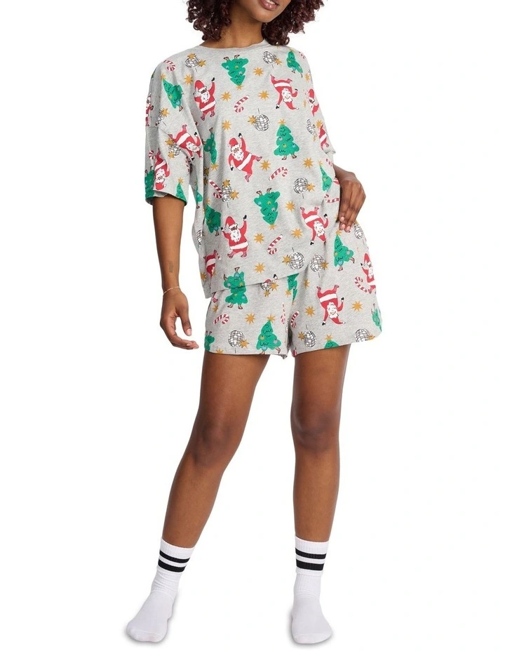 Sleep Aussie Cotton Tee And Short Set in Disco Santa image 5