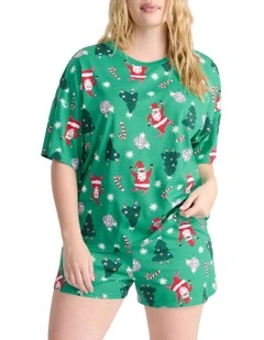 Sleep Aussie Cotton Tee And Short Set in Green
