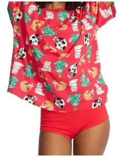 Sleep Aussie Cotton Tee And Short Set in Red