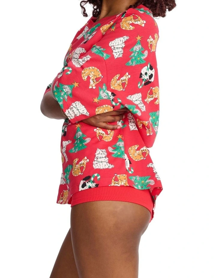 Sleep Aussie Cotton Tee And Short Set in Red image 2