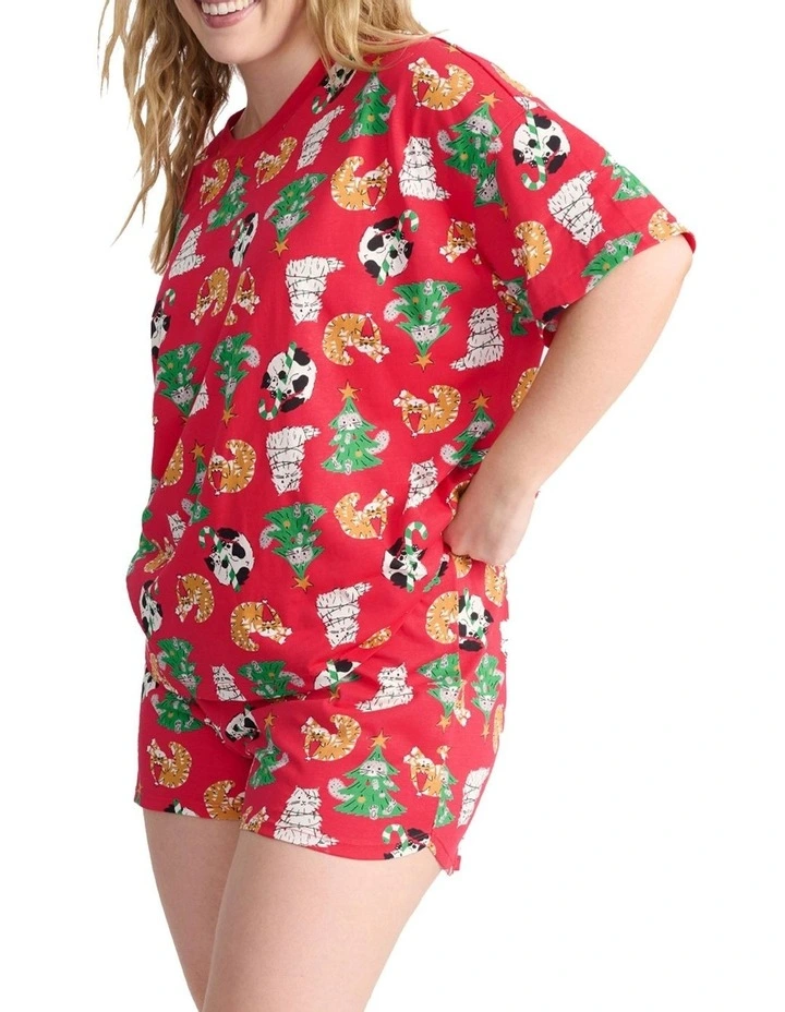 Sleep Aussie Cotton Tee And Short Set in Red image 3