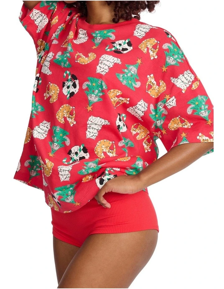 Sleep Aussie Cotton Tee And Short Set in Red image 3