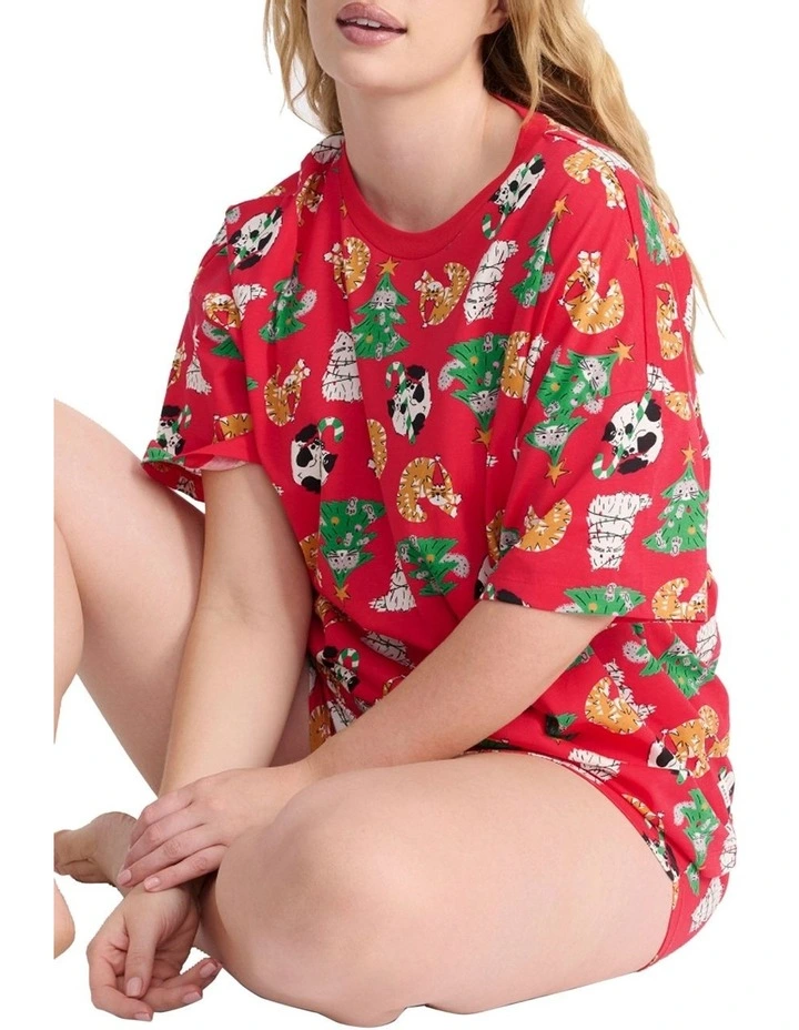 Sleep Aussie Cotton Tee And Short Set in Red image 4