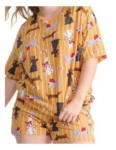 Sleep Aussie Cotton Tee And Short Set in Beige