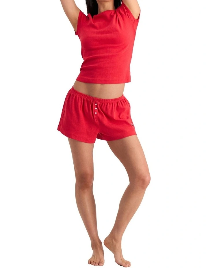 Sleep Pointelle Short in Red image 4