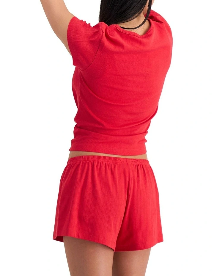 Sleep Pointelle Tee in Red image 2