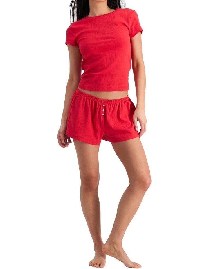Sleep Pointelle Tee in Red image 4