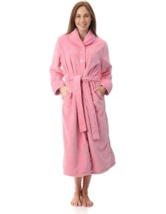 Mid Belted Button Gown in Pink