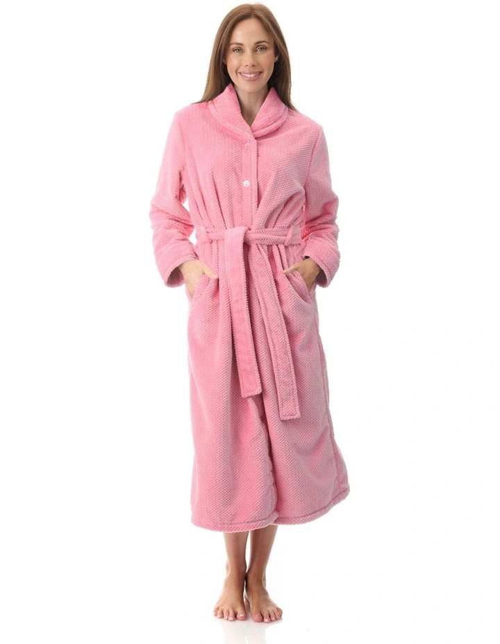 Mid Belted Button Gown in Pink image 1