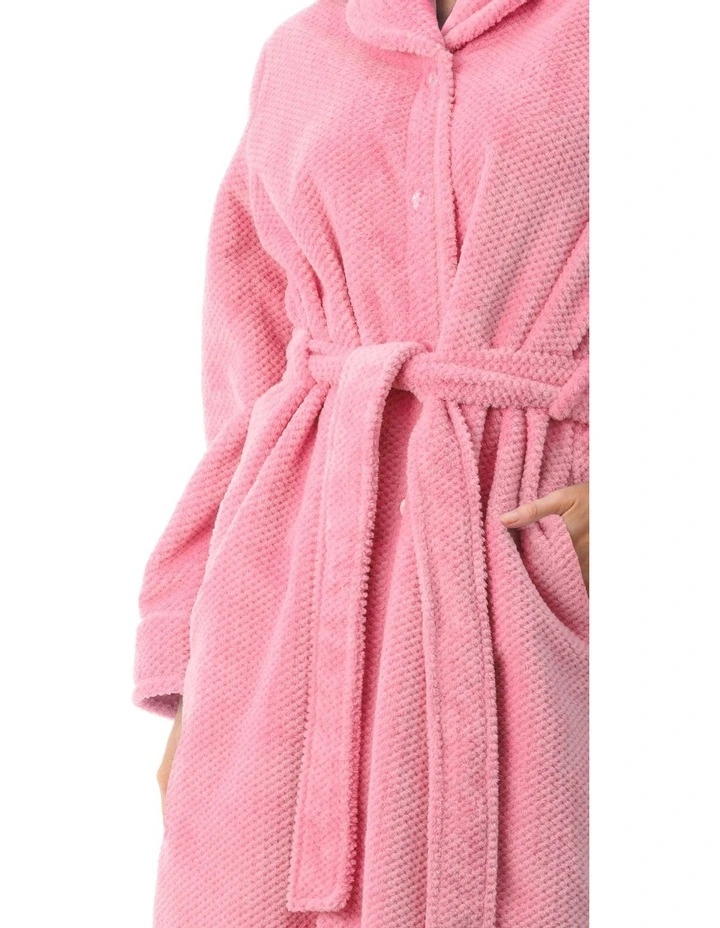 Mid Belted Button Gown in Pink image 3