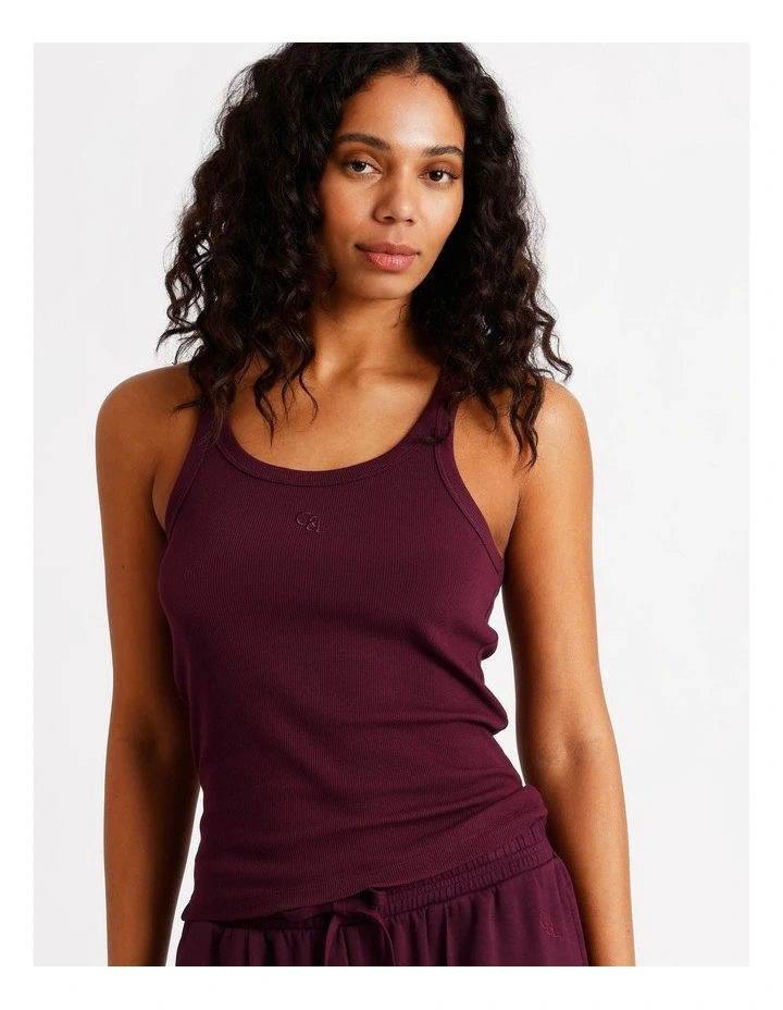 Loungewear Rib Tank in Plum image 1
