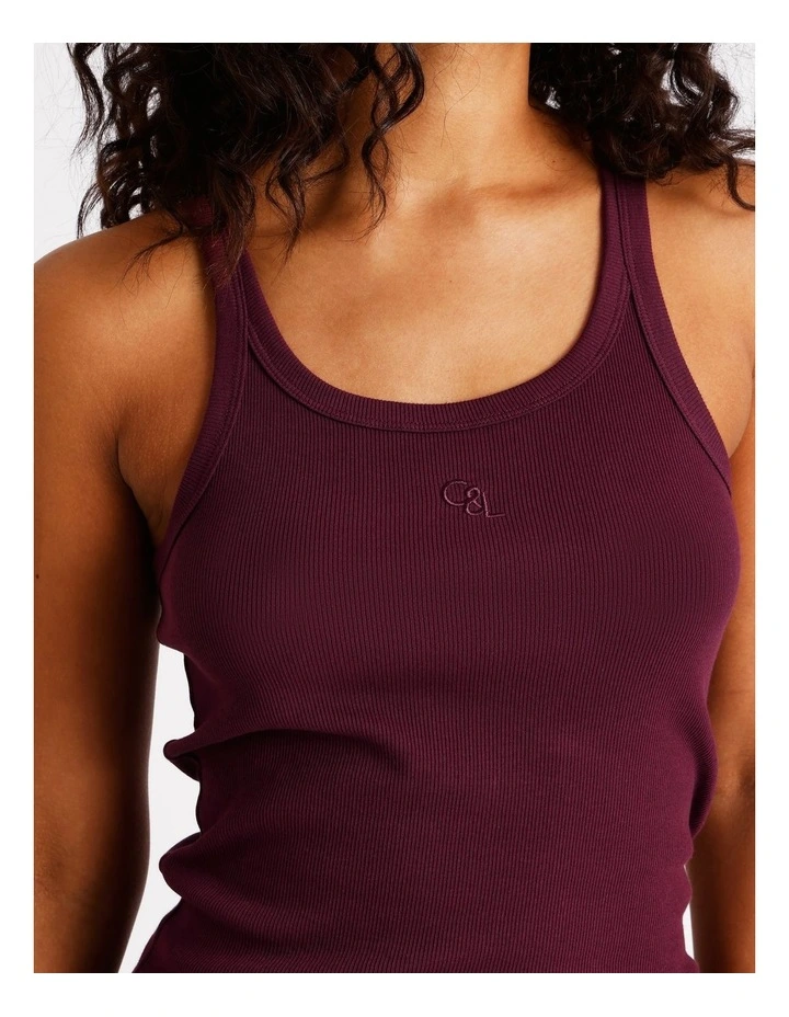 Loungewear Rib Tank in Plum image 2