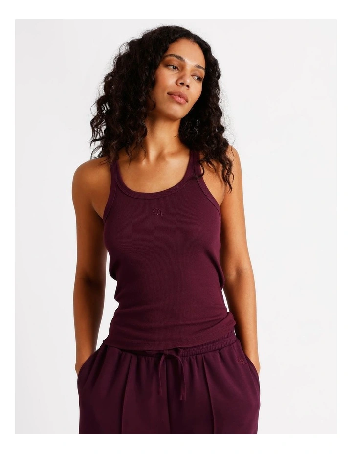 Loungewear Rib Tank in Plum image 4