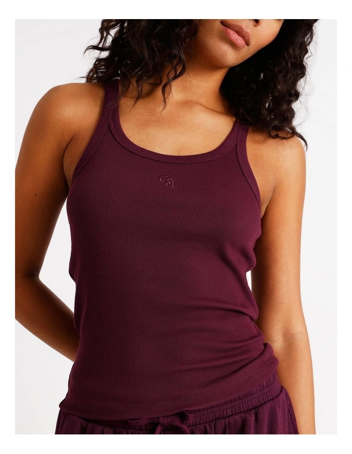 Loungewear Rib Tank in Plum image 5