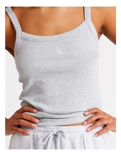 Loungewear Rib Square Tank in Grey Marle