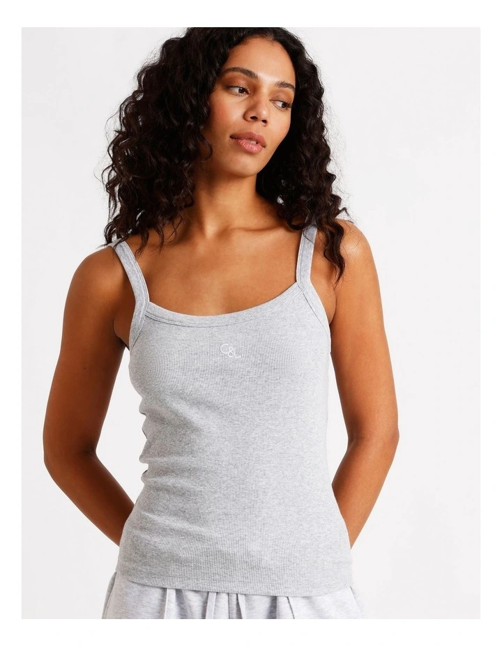 Loungewear Rib Square Tank in Grey Marle image 5
