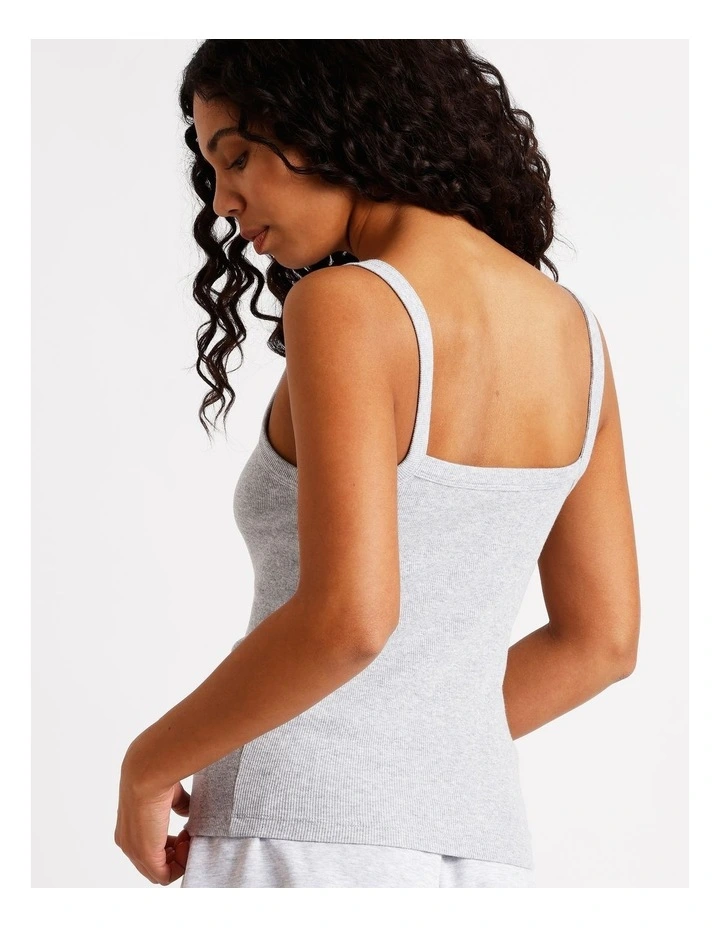 Loungewear Rib Square Tank in Grey Marle image 6