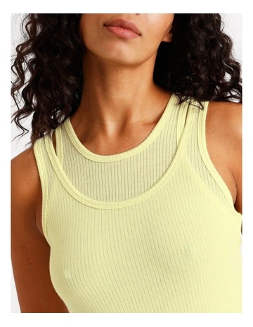 Loungewear Double Layer Tank in Light Yellow