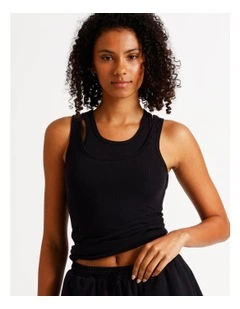 Loungewear Double Layer Tank in Black