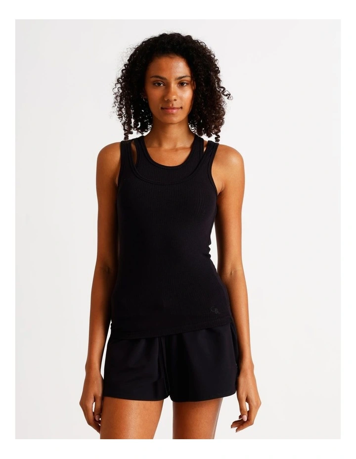 Loungewear Double Layer Tank in Black image 3
