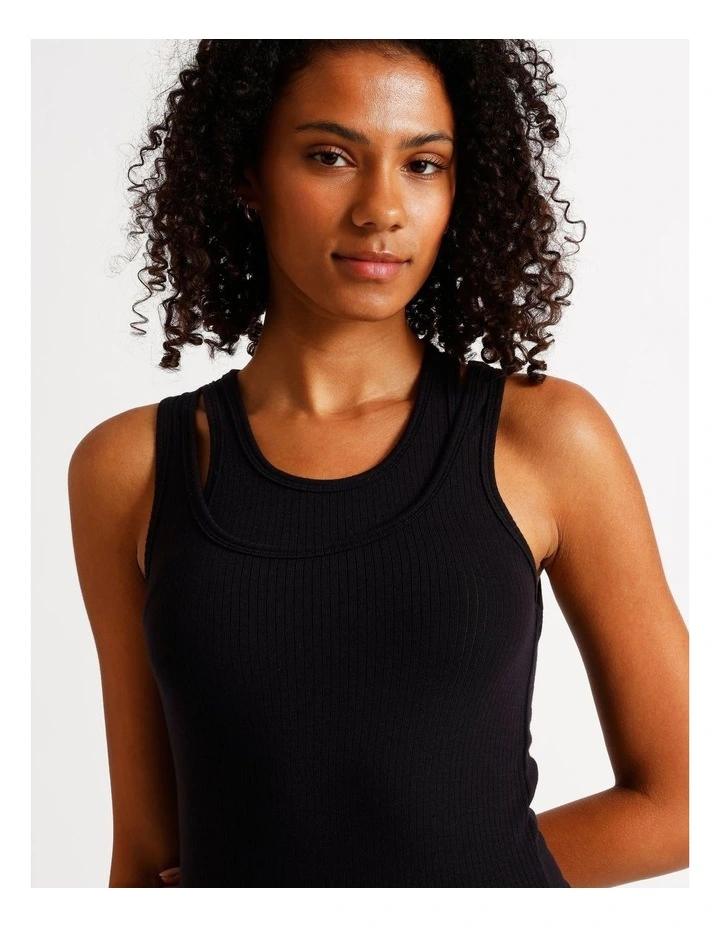 Loungewear Double Layer Tank in Black image 6
