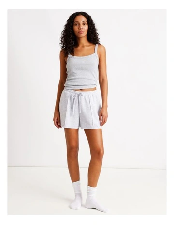 Loungewear Pintuck Scuba Short in Grey Marle