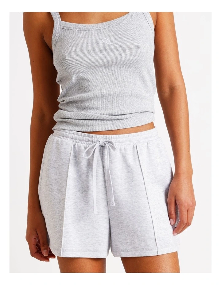 Loungewear Pintuck Scuba Short in Grey Marle image 2