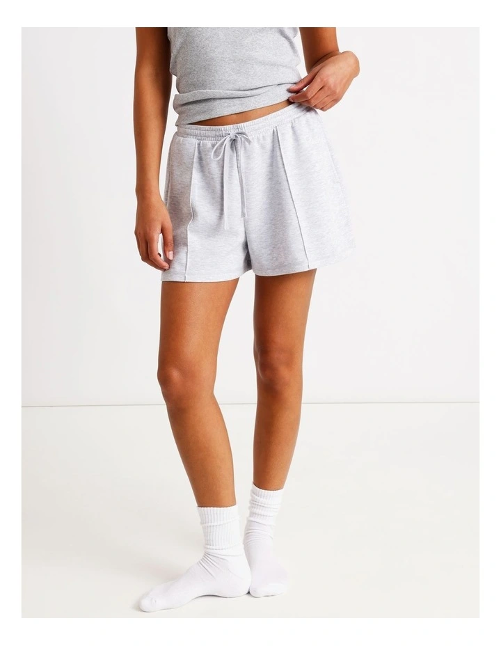 Loungewear Pintuck Scuba Short in Grey Marle image 3