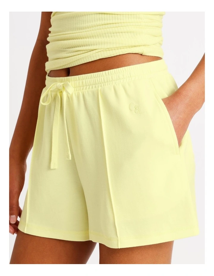 Loungewear Pintuck Scuba Short in Light Yellow image 3