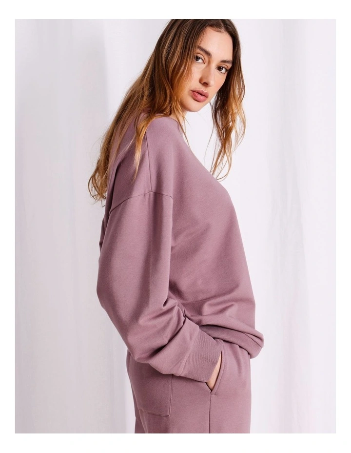 Loungewear French Terry Pant in Mauve image 6