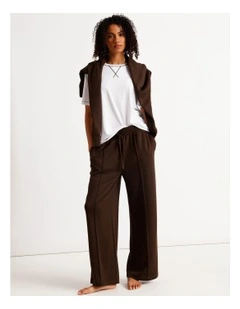 Loungewear Pintuck Scuba Pant in Chocolate