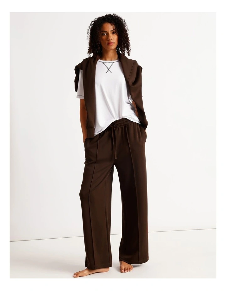 Loungewear Pintuck Scuba Pant in Chocolate image 1