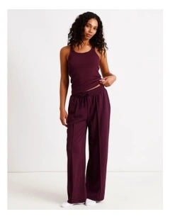 Loungewear Pintuck Scuba Pant in Plum