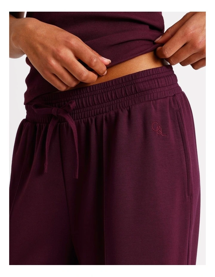 Loungewear Pintuck Scuba Pant in Plum image 3