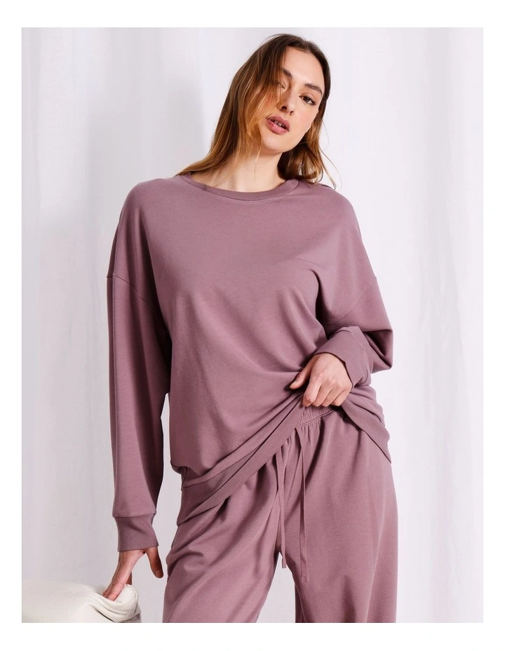 Loungewear French Terry Sweat in Mauve image 3