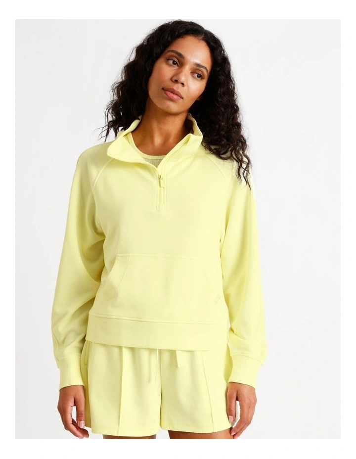 Loungewear Scuba 1/4 Zip Sweat in Light Yellow image 3