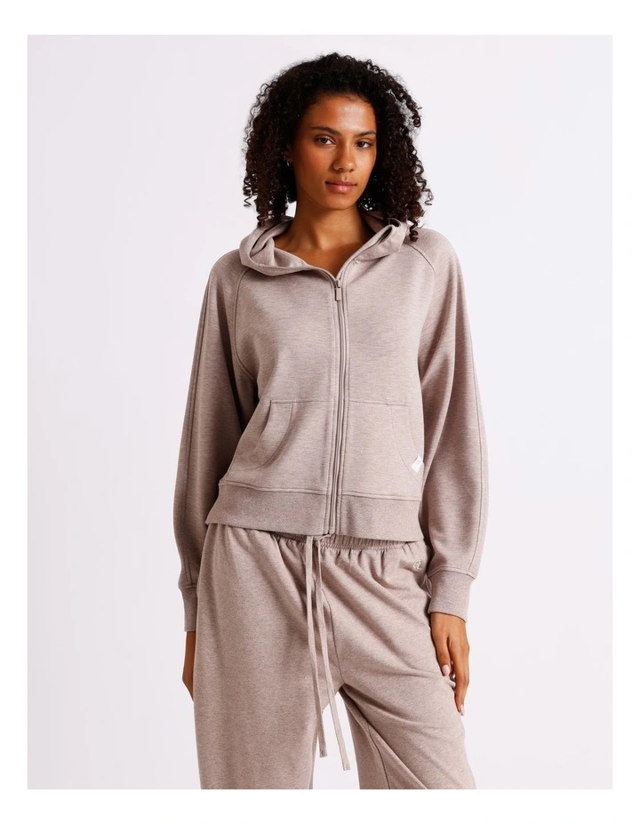 Loungewear Scuba Zip Hoodie in Malt Marle image 1