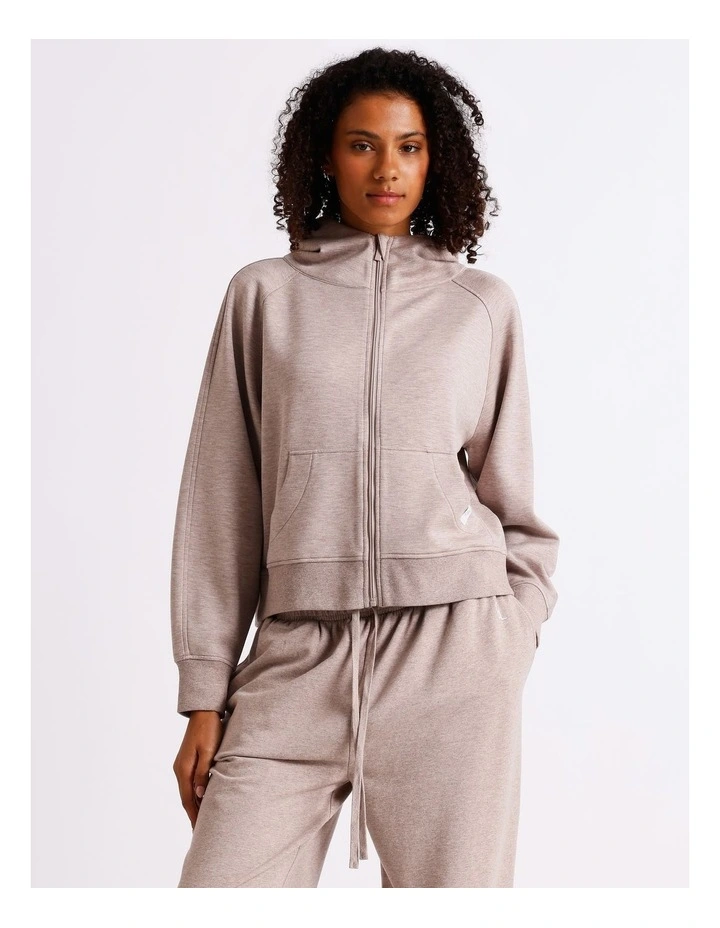 Loungewear Scuba Zip Hoodie in Malt Marle image 3