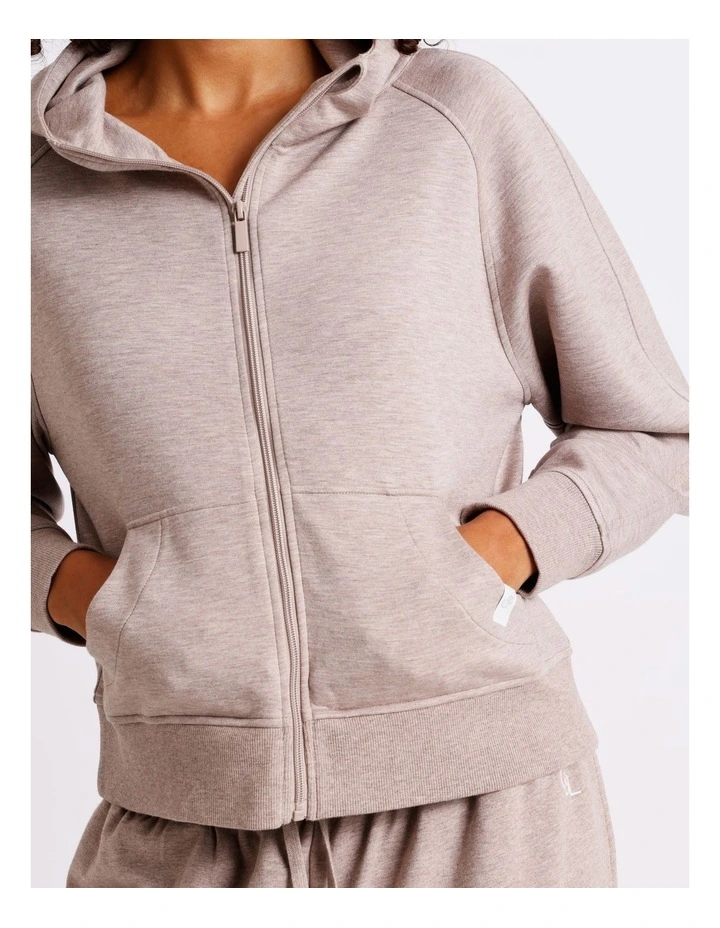 Loungewear Scuba Zip Hoodie in Malt Marle image 5