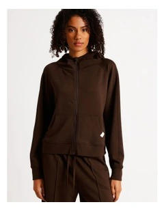 Loungewear Scuba Zip Hoodie in Chocolate