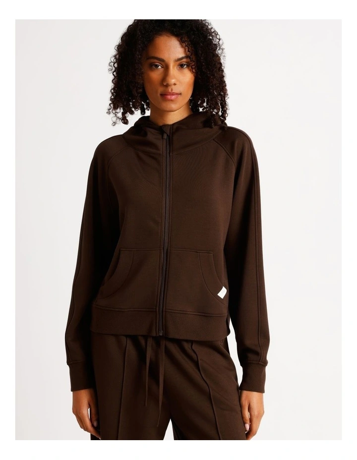 Loungewear Scuba Zip Hoodie in Chocolate image 1