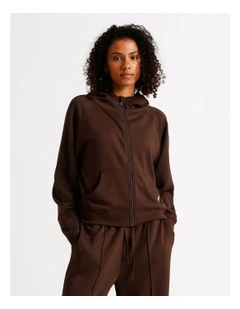 Loungewear Scuba Zip Hoodie in Chocolate