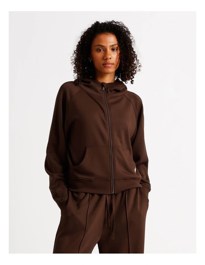 Loungewear Scuba Zip Hoodie in Chocolate image 1