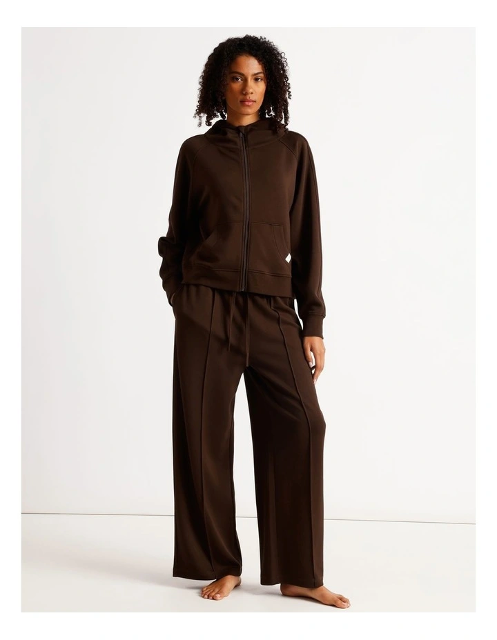 Loungewear Scuba Zip Hoodie in Chocolate image 2