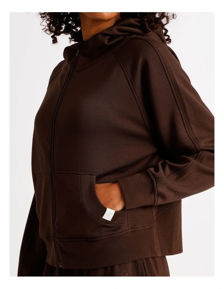 Loungewear Scuba Zip Hoodie in Chocolate image 2