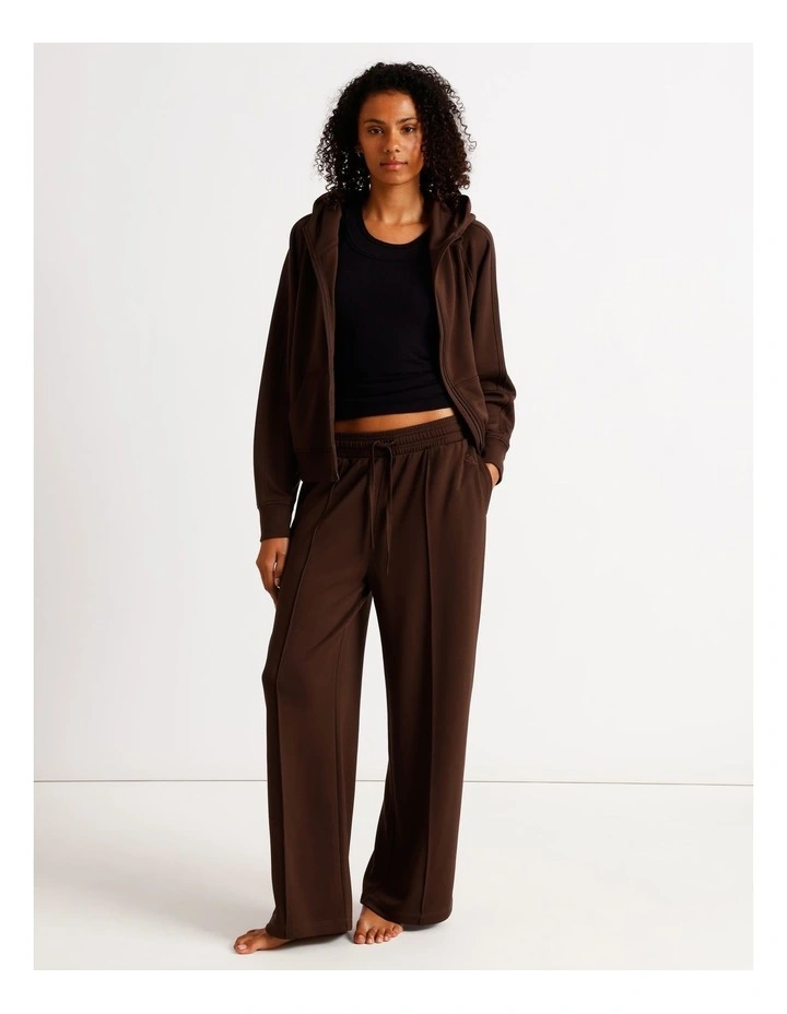 Loungewear Scuba Zip Hoodie in Chocolate image 3