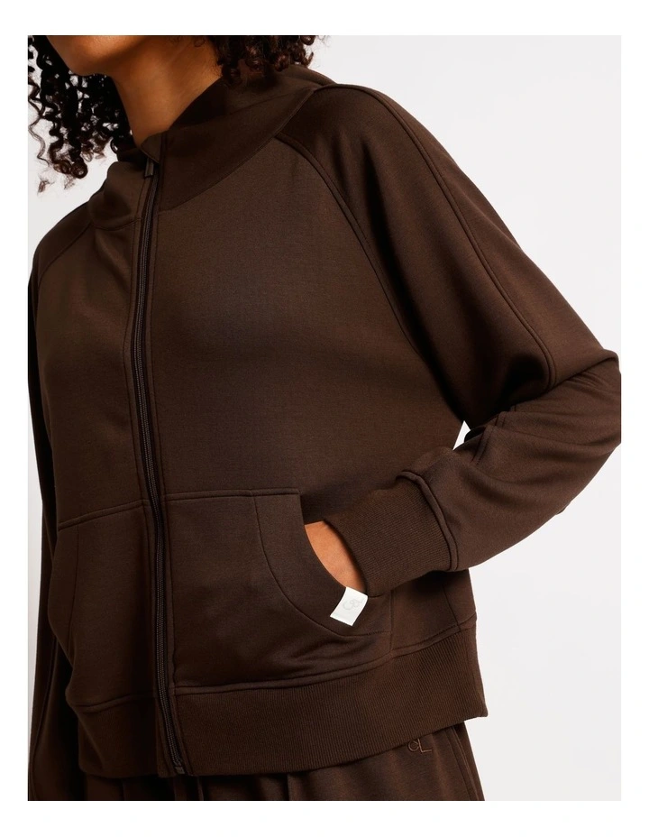 Loungewear Scuba Zip Hoodie in Chocolate image 4
