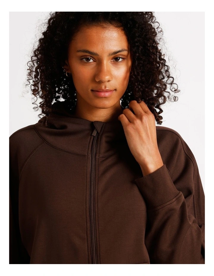 Loungewear Scuba Zip Hoodie in Chocolate image 4