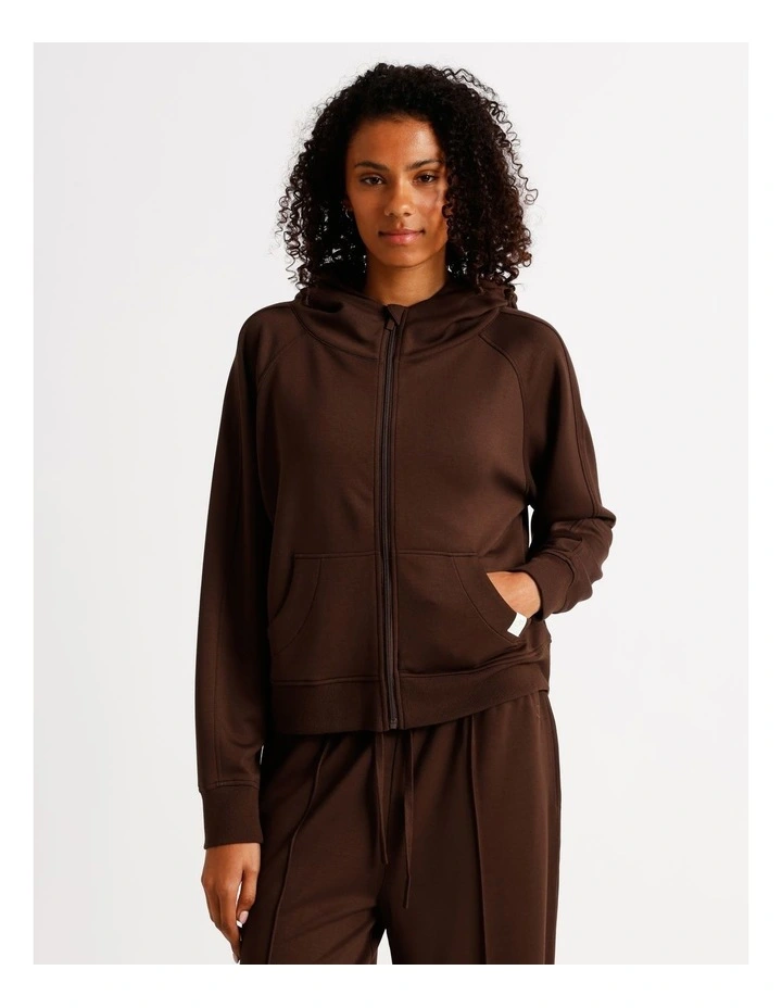 Loungewear Scuba Zip Hoodie in Chocolate image 5
